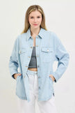 RISEN Oversized Stripe Denim Shaket  Style Ratio