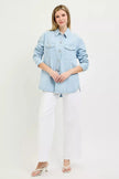 RISEN Oversized Stripe Denim Shaket  Style Ratio