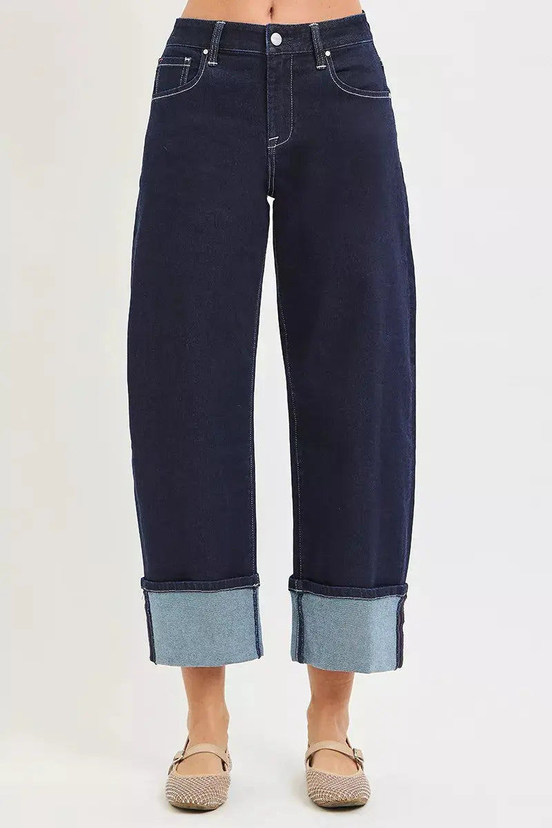 RISEN Slouchy Crop Barrel Cuffed Hem Jeans  Style Ratio
