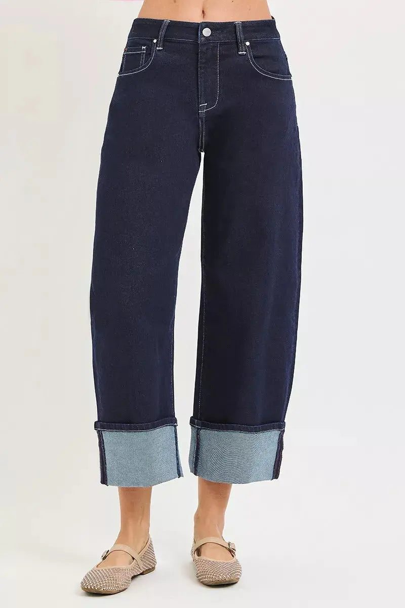 RISEN Slouchy Crop Barrel Cuffed Hem Jeans  Style Ratio