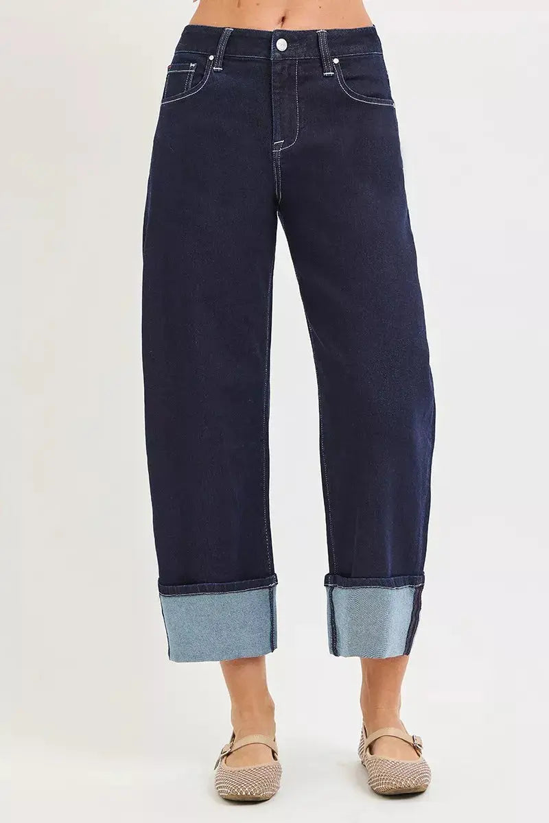 RISEN Slouchy Crop Barrel Cuffed Hem Jeans  Style Ratio