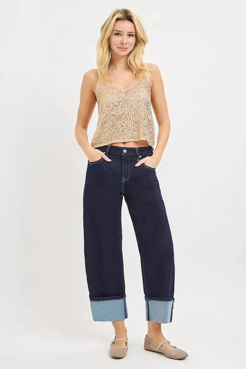 RISEN Slouchy Crop Barrel Cuffed Hem Jeans  Style Ratio