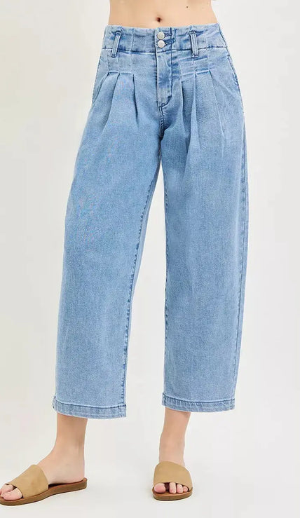 RISEN Slouchy Crop Barrel Pleated Jeans  Style Ratio