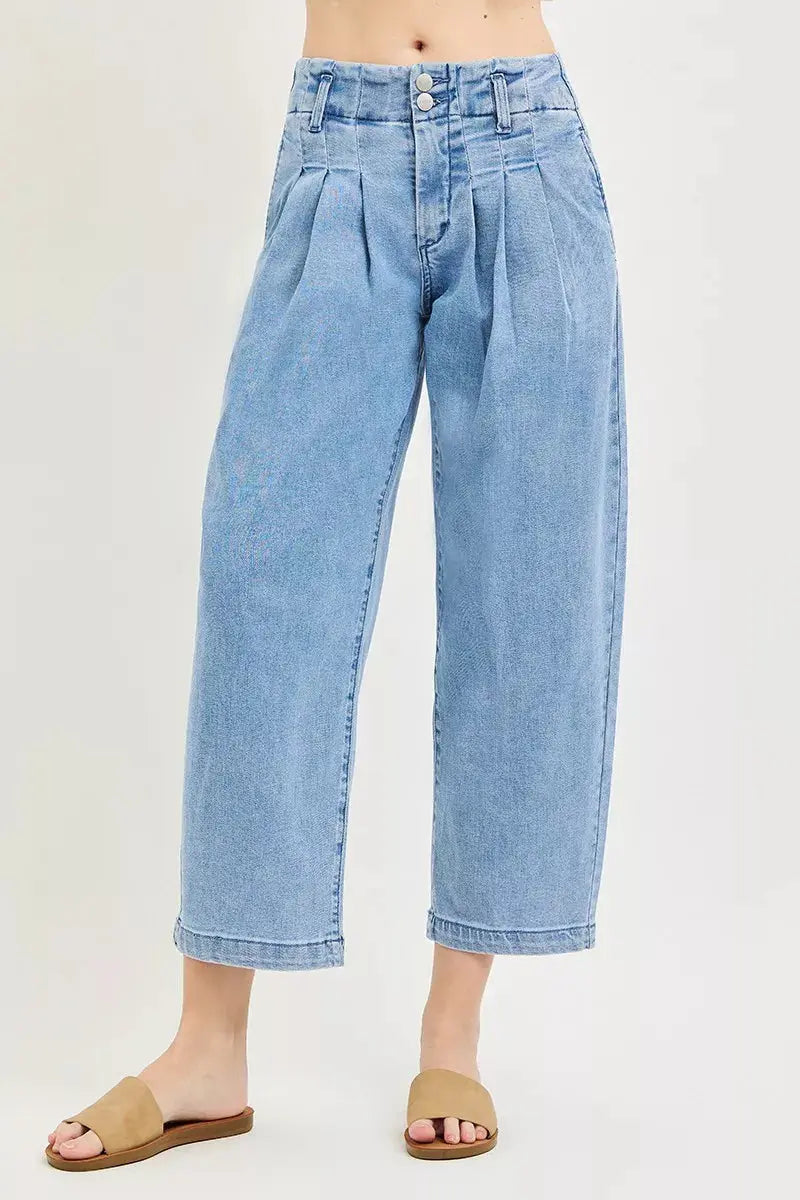 RISEN Slouchy Crop Barrel Pleated Jeans  Style Ratio