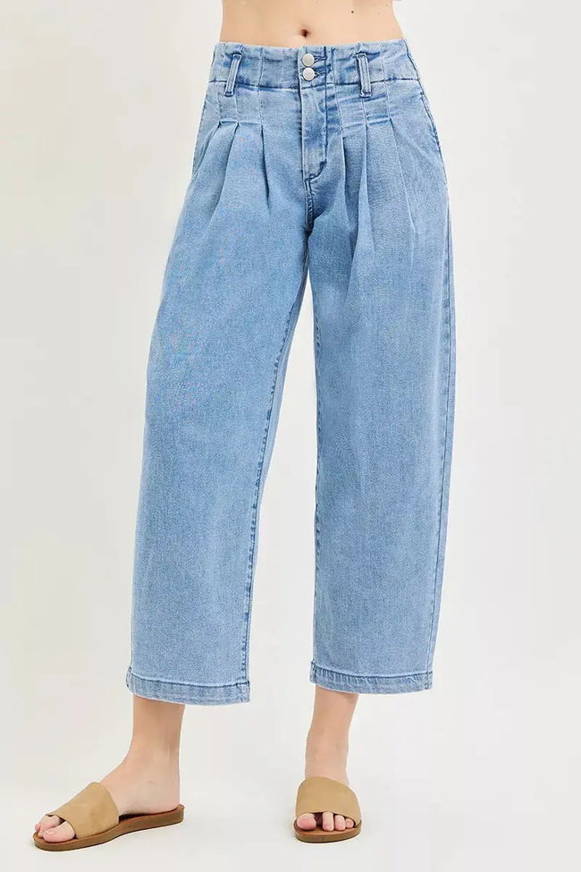RISEN Slouchy Crop Barrel Pleated Jeans  Style Ratio