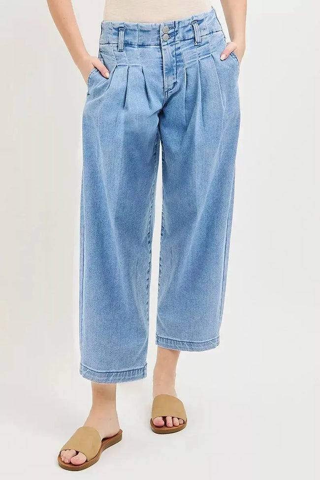 RISEN Slouchy Crop Barrel Pleated Jeans  Style Ratio