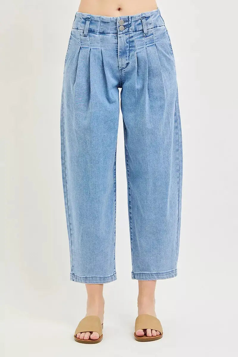 RISEN Slouchy Crop Barrel Pleated Jeans  Style Ratio