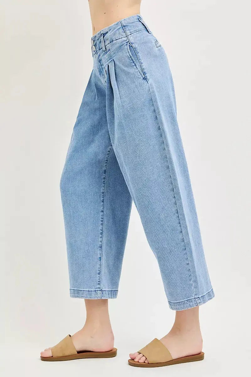 RISEN Slouchy Crop Barrel Pleated Jeans  Style Ratio
