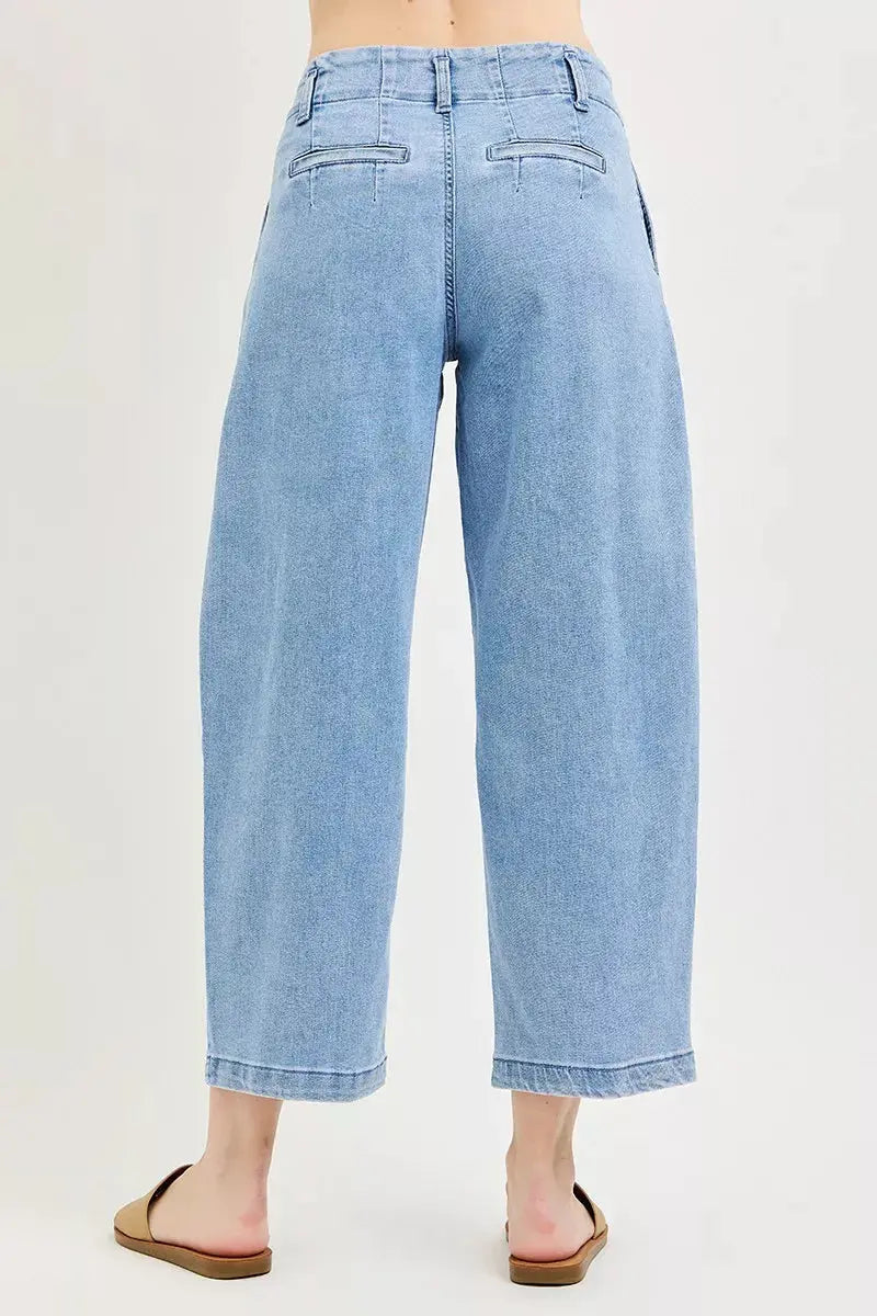 RISEN Slouchy Crop Barrel Pleated Jeans  Style Ratio