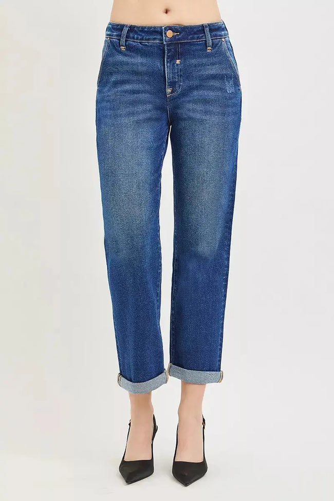 RISEN Slouchy Cropped Boyfriend Jeans with Cuffed Hem  Style Ratio