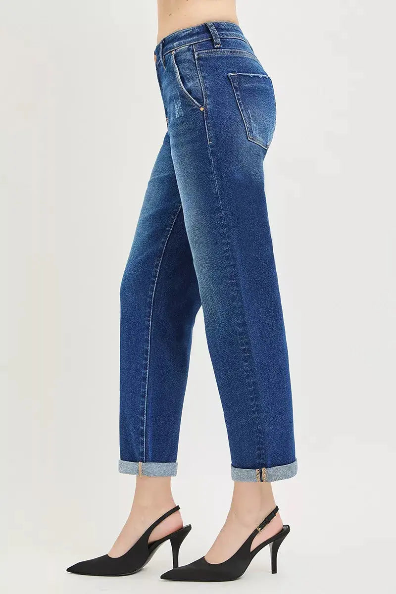 RISEN Slouchy Cropped Boyfriend Jeans with Cuffed Hem  Style Ratio