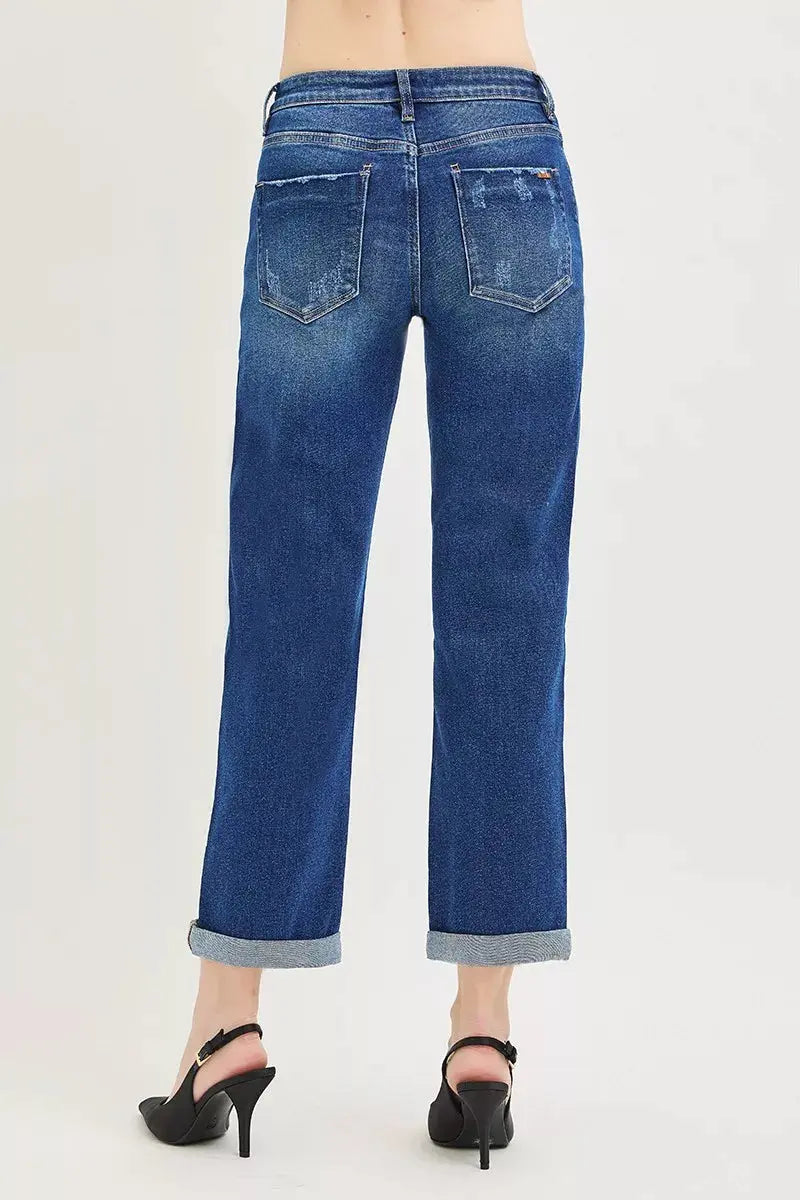 RISEN Slouchy Cropped Boyfriend Jeans with Cuffed Hem  Style Ratio