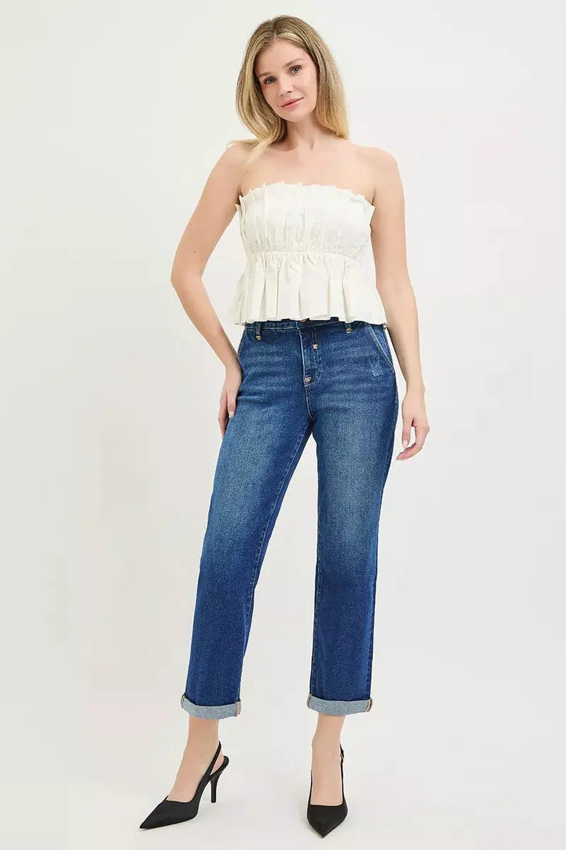 RISEN Slouchy Cropped Boyfriend Jeans with Cuffed Hem  Style Ratio
