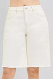 RISEN Slouchy Relaxed Floral Embroidered Bermuda Denim Shorts  Style Ratio