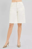 RISEN Slouchy Relaxed Floral Embroidered Bermuda Denim Shorts  Style Ratio