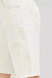 RISEN Slouchy Relaxed Floral Embroidered Bermuda Denim Shorts  Style Ratio
