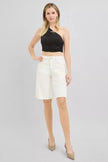 RISEN Slouchy Relaxed Floral Embroidered Bermuda Denim Shorts  Style Ratio