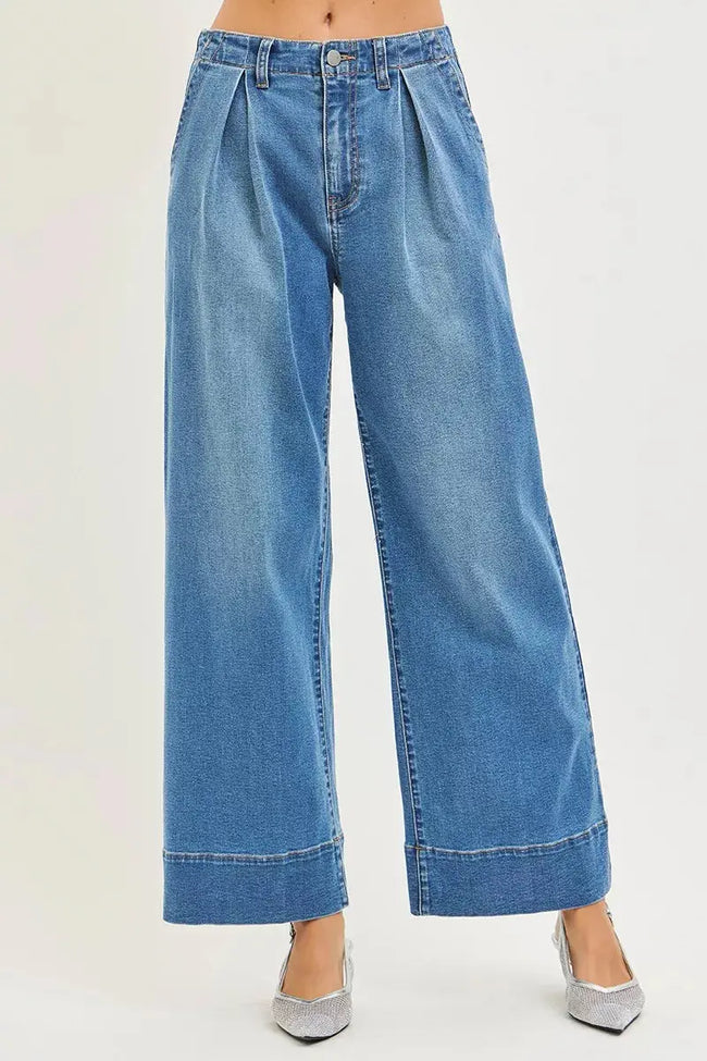 RISEN Slouchy Wide Leg Jeans With Pleats  Style Ratio