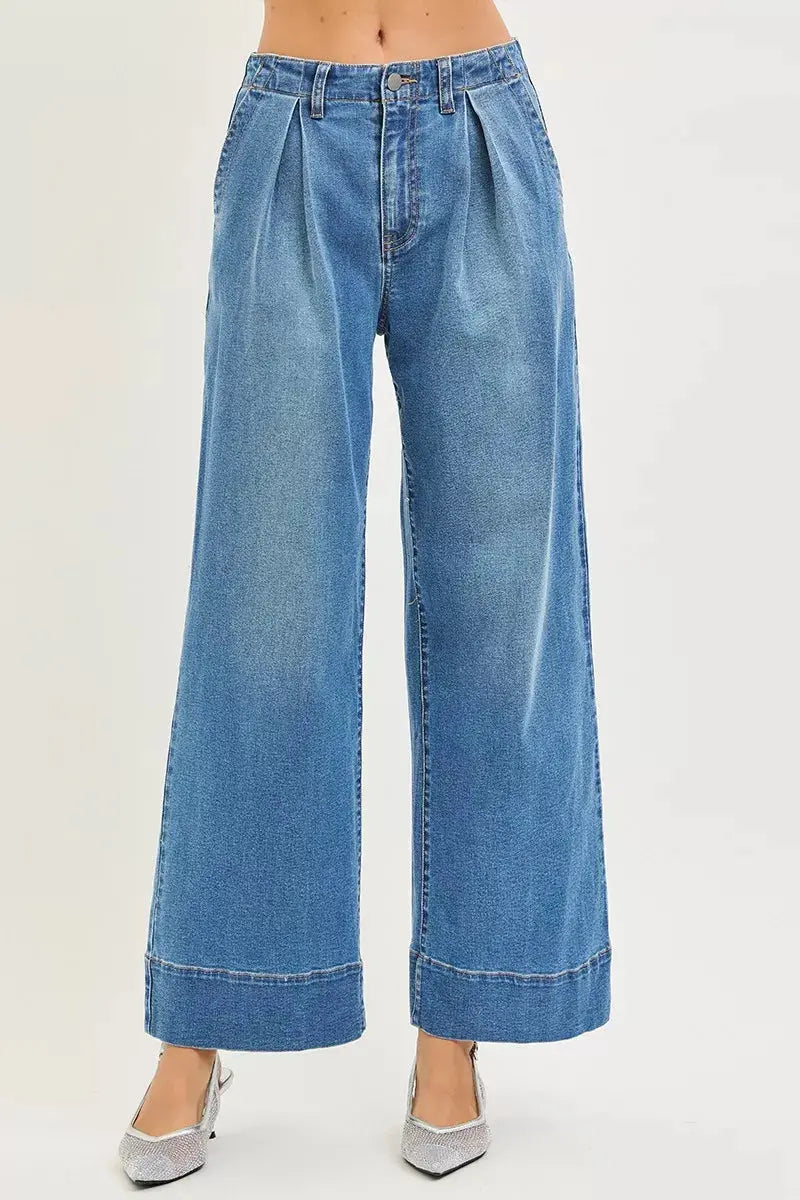 RISEN Slouchy Wide Leg Jeans With Pleats  Style Ratio
