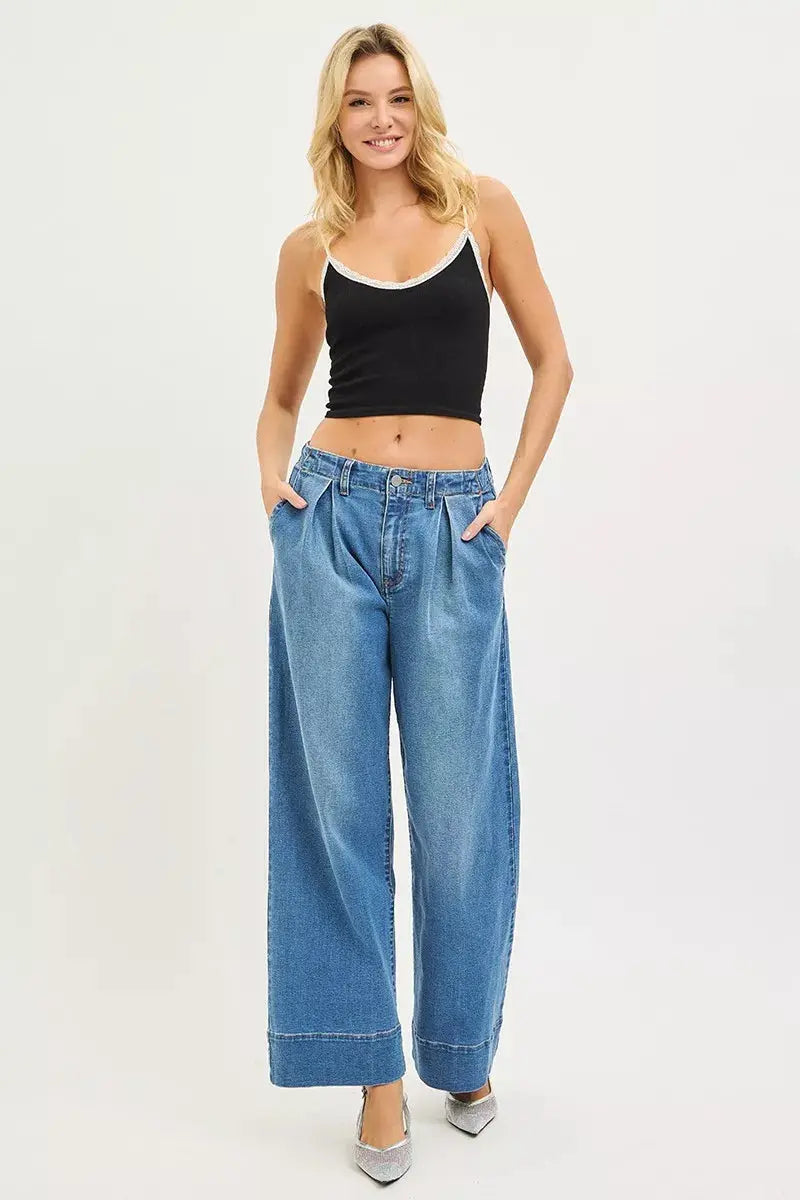 RISEN Slouchy Wide Leg Jeans With Pleats  Style Ratio