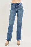 RISEN Tummy Control 4way Stretch Mid Rise Straight Crease Line  Style Ratio