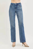 RISEN Tummy Control 4way Stretch Mid Rise Straight Crease Line  Style Ratio