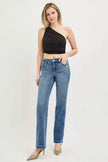 RISEN Tummy Control 4way Stretch Mid Rise Straight Crease Line  Style Ratio