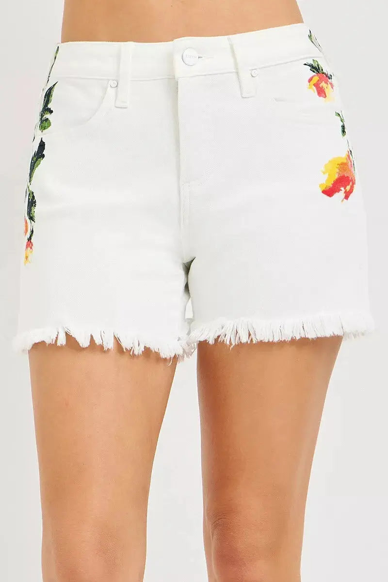 RISEN Tummy Control High Rise Flower Printed Shorts  Style Ratio