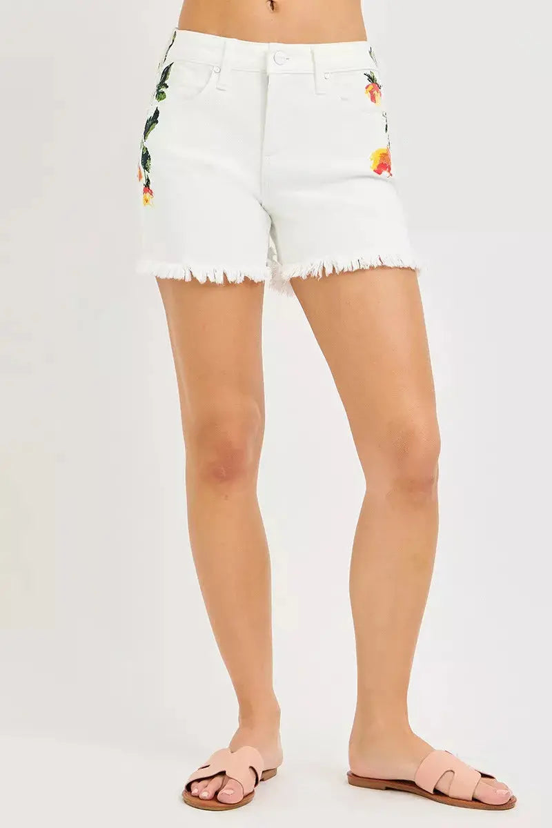 RISEN Tummy Control High Rise Flower Printed Shorts  Style Ratio