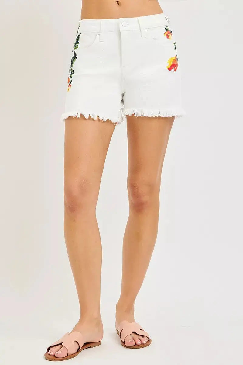 RISEN Tummy Control High Rise Flower Printed Shorts  Style Ratio