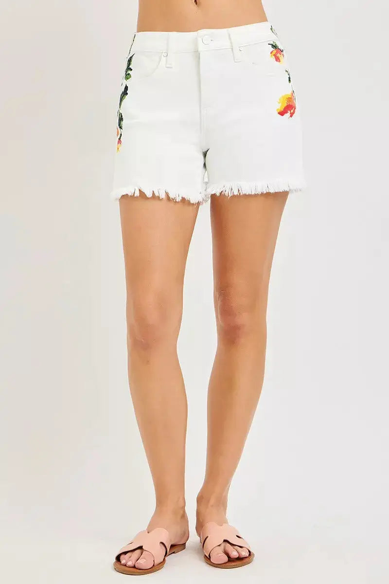 RISEN Tummy Control High Rise Flower Printed Shorts  Style Ratio