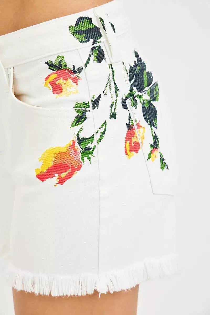RISEN Tummy Control High Rise Flower Printed Shorts  Style Ratio