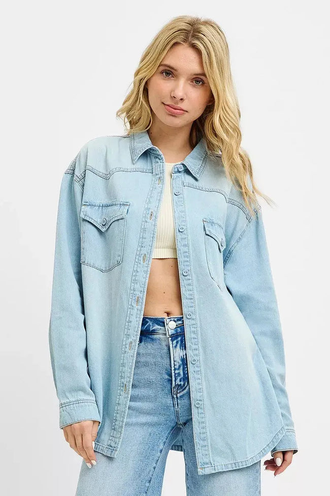 RISEN Western Yoke Style Relaxed Fit Denim Shirts  Style Ratio