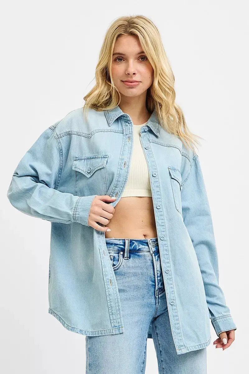 RISEN Western Yoke Style Relaxed Fit Denim Shirts  Style Ratio