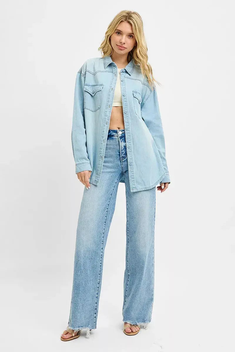 RISEN Western Yoke Style Relaxed Fit Denim Shirts  Style Ratio