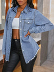 Raw Hem Button Up Denim Shirt  Style Ratio