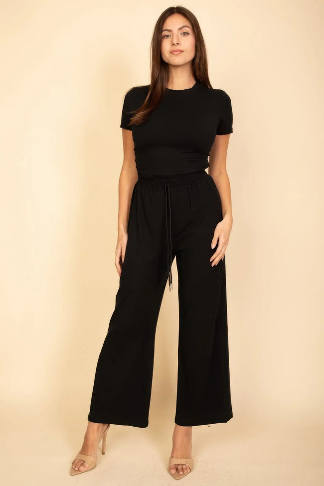 Relaxed Fit Top And Wide-leg Pants Set  Style Ratio
