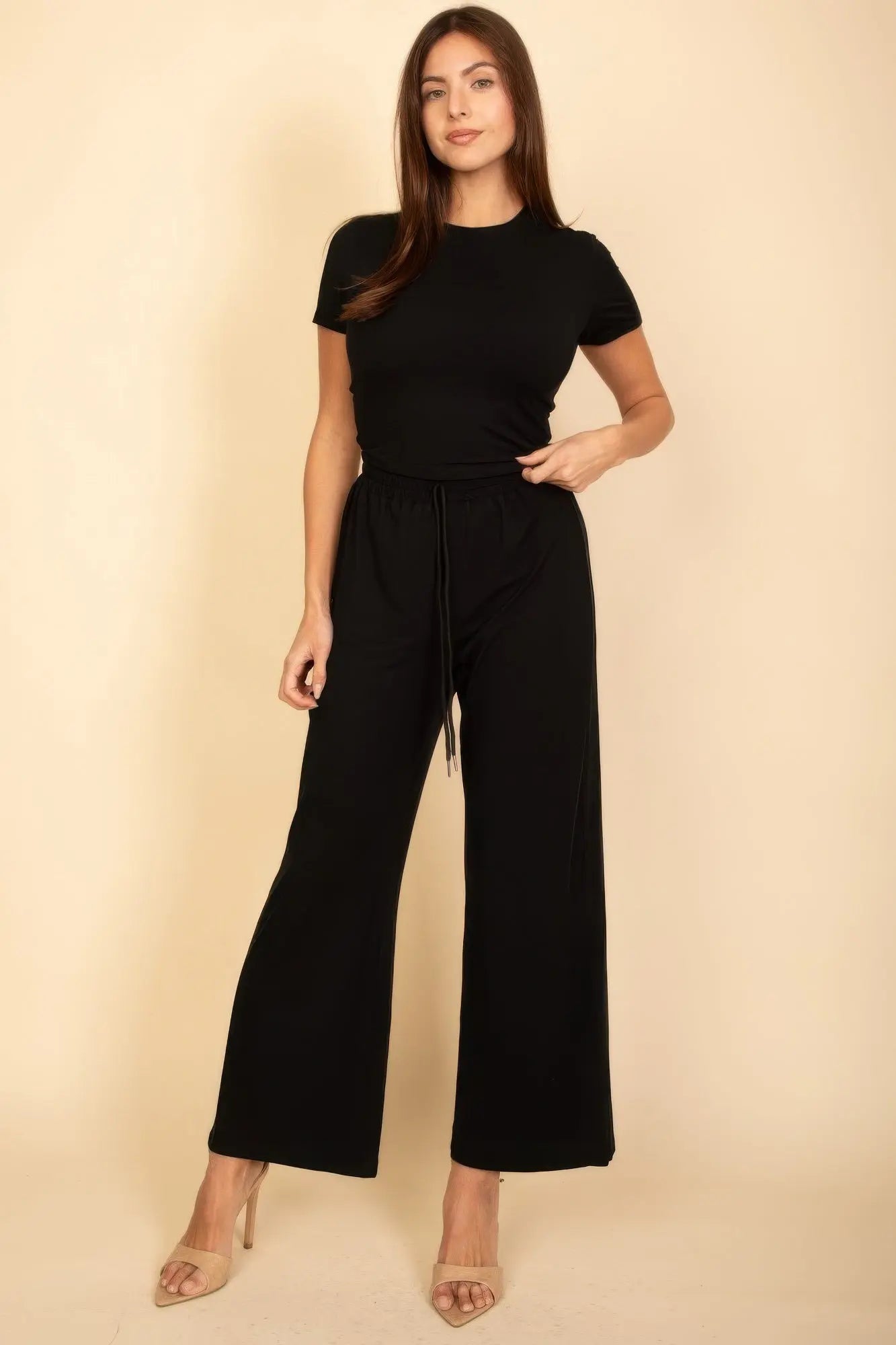 Relaxed Fit Top And Wide-leg Pants Set  Style Ratio
