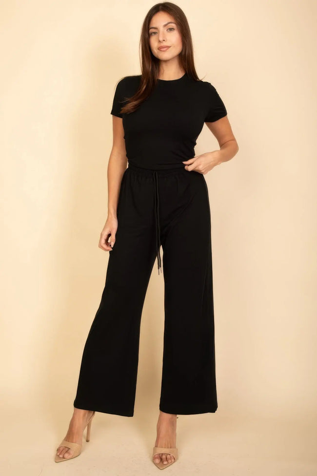 Relaxed Fit Top And Wide-leg Pants Set  Style Ratio
