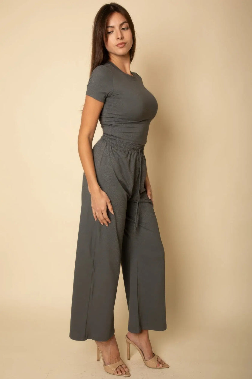 Relaxed Fit Top And Wide-leg Pants Set  Style Ratio