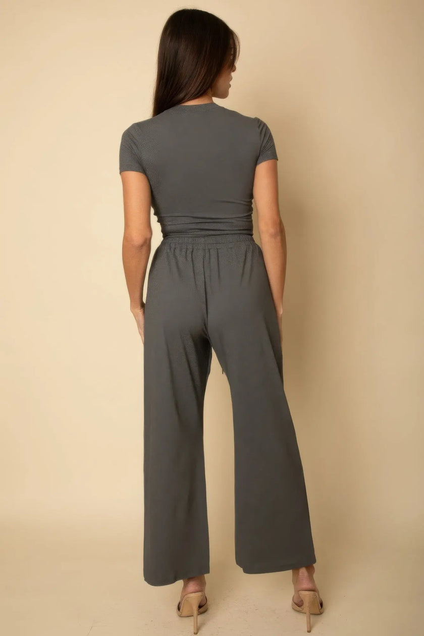 Relaxed Fit Top And Wide-leg Pants Set  Style Ratio