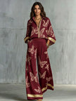 Retro Printed Loose Top with Wide Leg Pants Set  Style Ratio