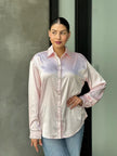Rhinestone Diamond Lined Button Down Satin Blouse  Style Ratio