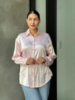 Rhinestone Diamond Lined Button Down Satin Blouse  Style Ratio