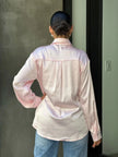Rhinestone Diamond Lined Button Down Satin Blouse  Style Ratio