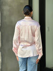 Rhinestone Diamond Lined Button Down Satin Blouse  Style Ratio