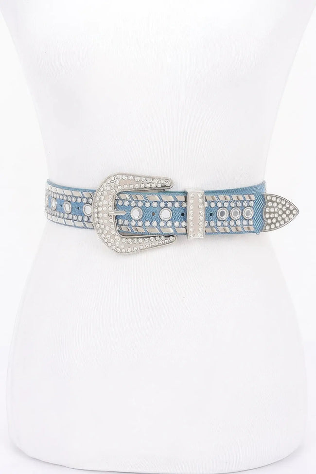 Rhinestone Metal Studded Multi Metal Belt  Style Ratio