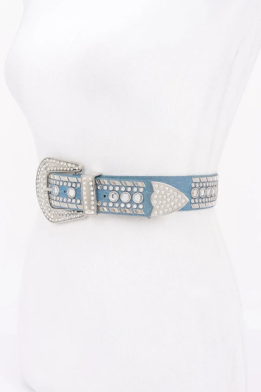 Rhinestone Metal Studded Multi Metal Belt  Style Ratio