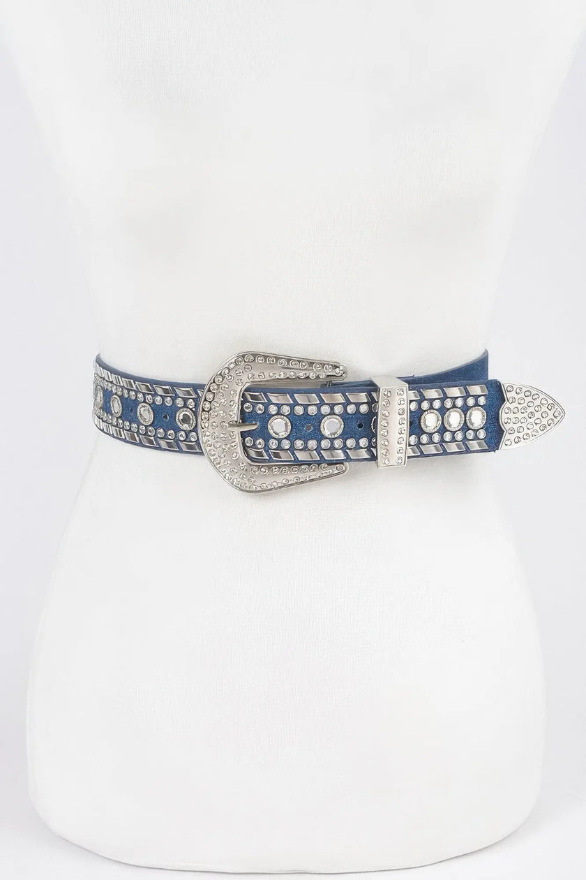 Rhinestone Metal Studded Multi Metal Belt  Style Ratio