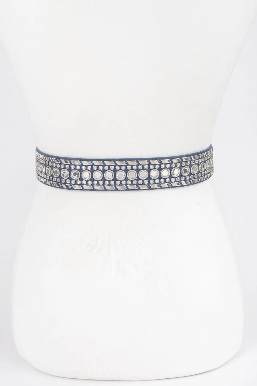 Rhinestone Metal Studded Multi Metal Belt  Style Ratio